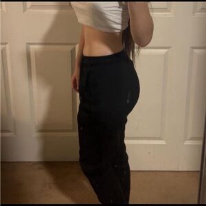 High-Rise Black Cropped Pants for Women